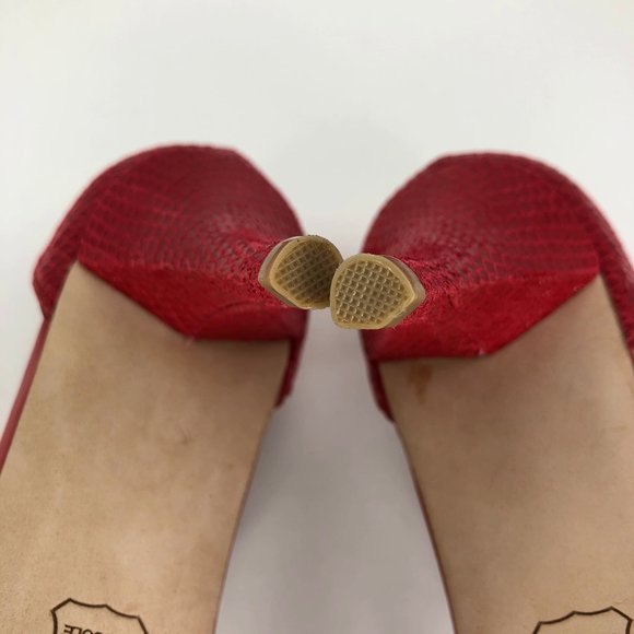 WHBM Jenevieve red leather strappy embellished sandal heels SZ 9 - Picture 10 of 12